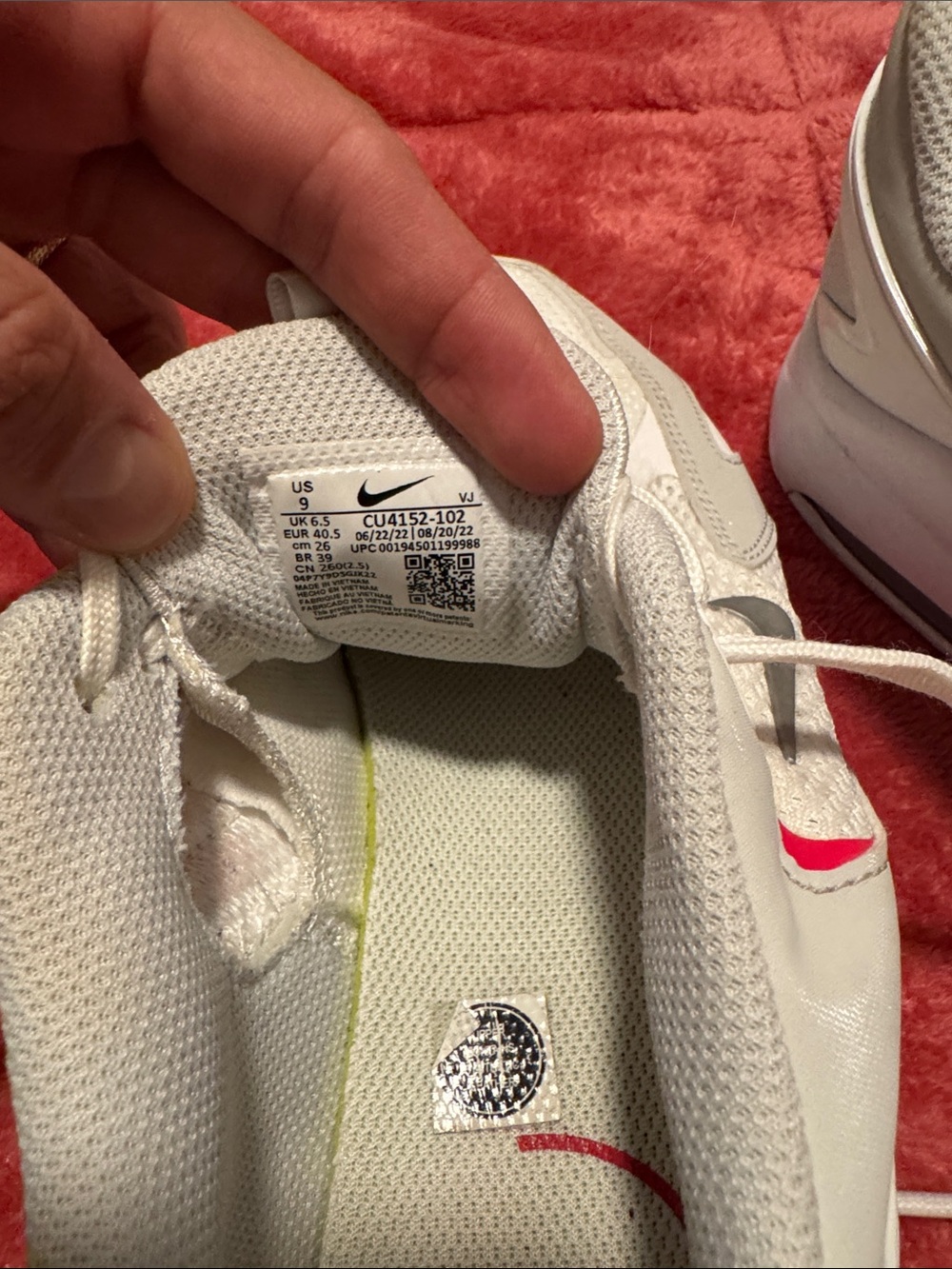 Nike Women's White and Light Gray Running Shoes with Red Swoosh - Picture 3 of 3